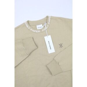 Daily Paper Mens Terry Sweatshirt Crew Neck Twill Beige M Embroidery Banded Neck